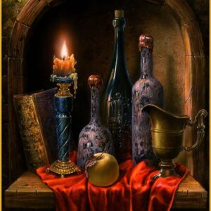 Still Life in a Niche with Red Fabric