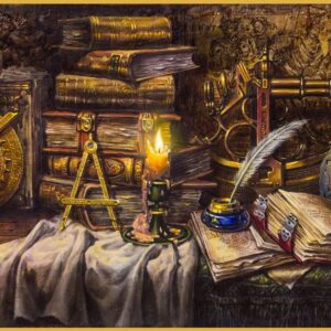 Still life with an old map and navigation instruments