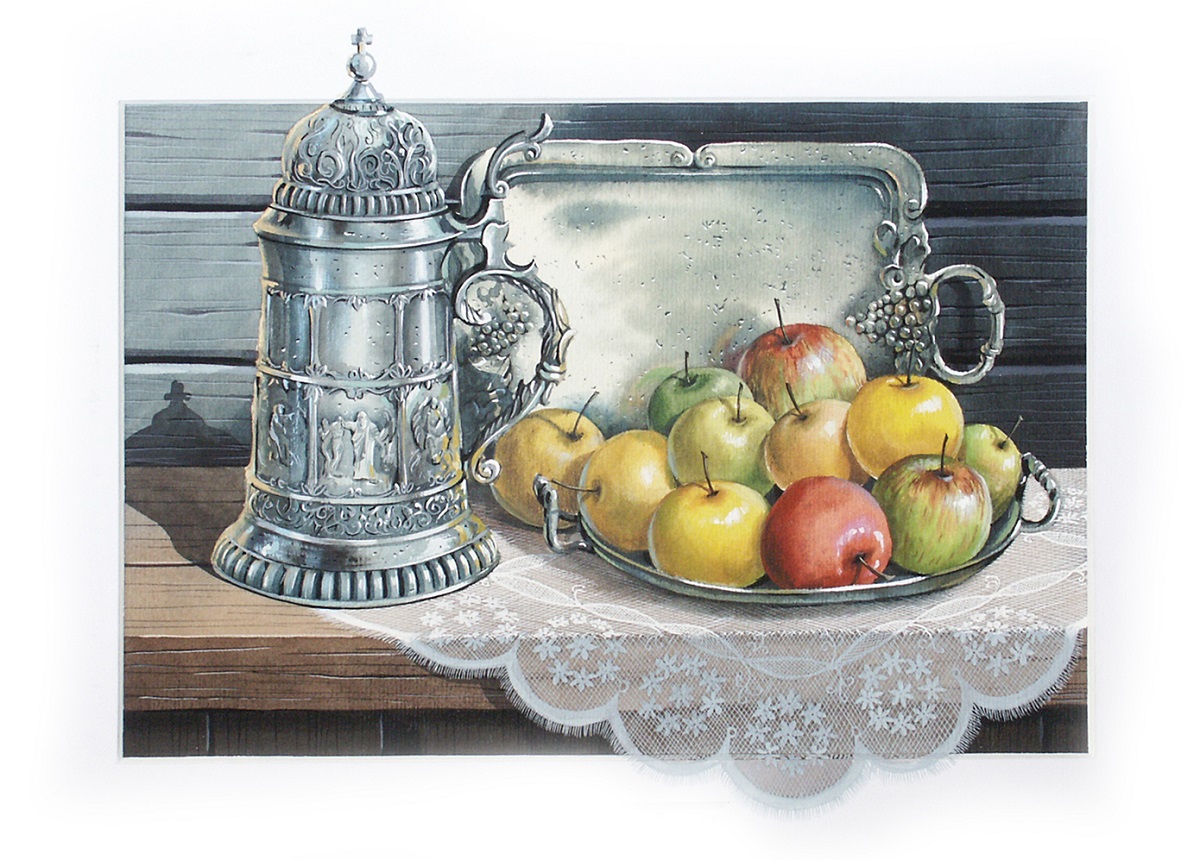 Sergey Kropovinskiy - Still Life with a Tin Tray and Apples.