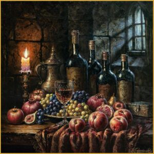 Monastic Still Life with Peaches
